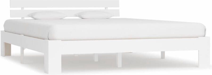 Decoways Bedframe massief grenenhout wit 160x200 cm