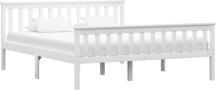 Decoways Bedframe massief grenenhout wit 160x200 cm