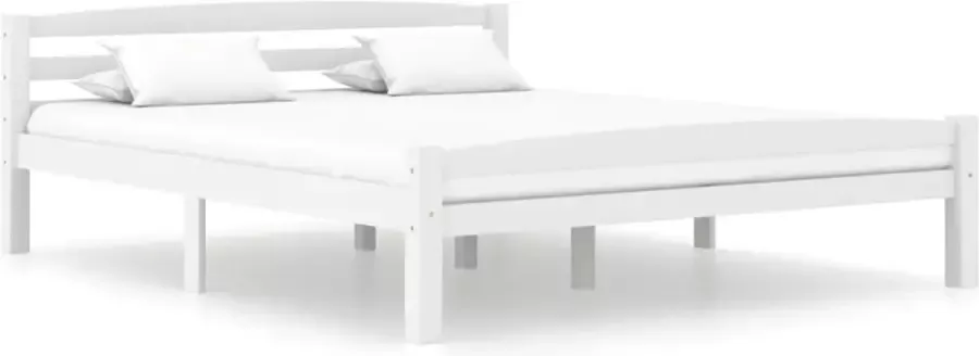 Decoways Bedframe massief grenenhout wit 160x200 cm