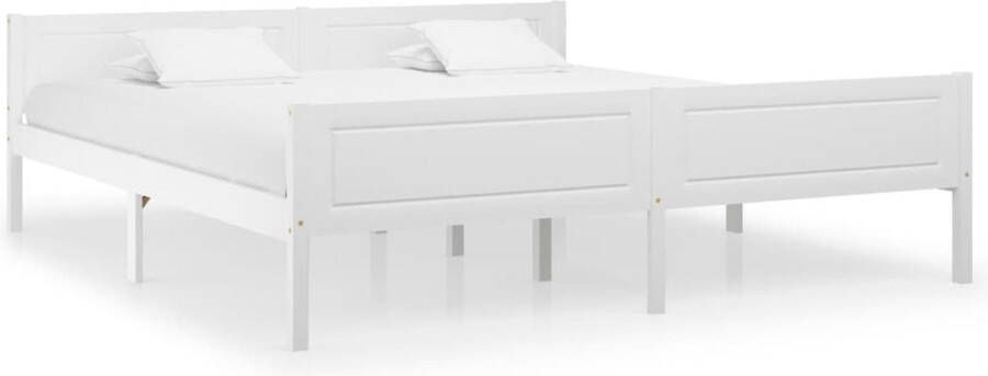 Decoways Bedframe massief grenenhout wit 180x200 cm