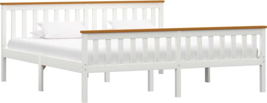 Decoways Bedframe massief grenenhout wit 180x200 cm