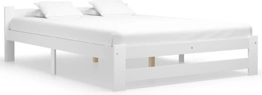 Decoways Bedframe massief grenenhout wit 180x200 cm