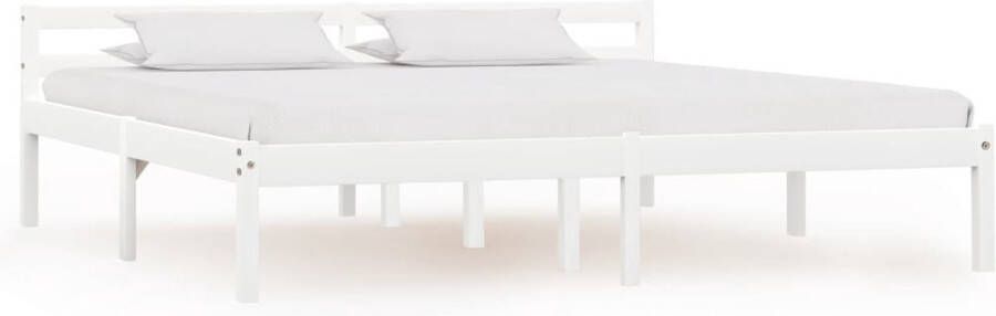 Decoways Bedframe massief grenenhout wit 180x200 cm