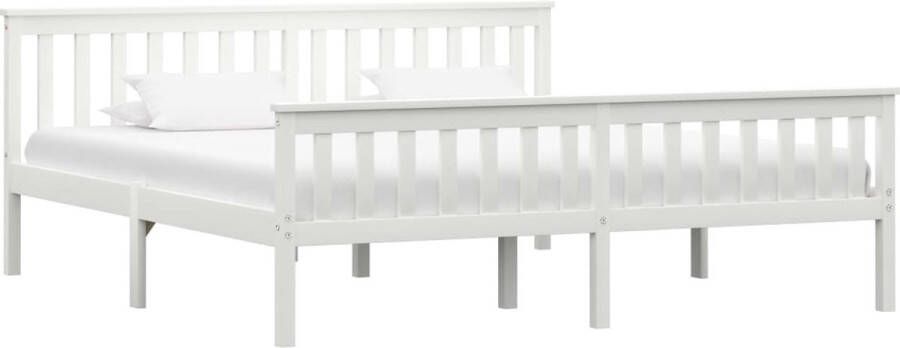 Decoways Bedframe massief grenenhout wit 180x200 cm