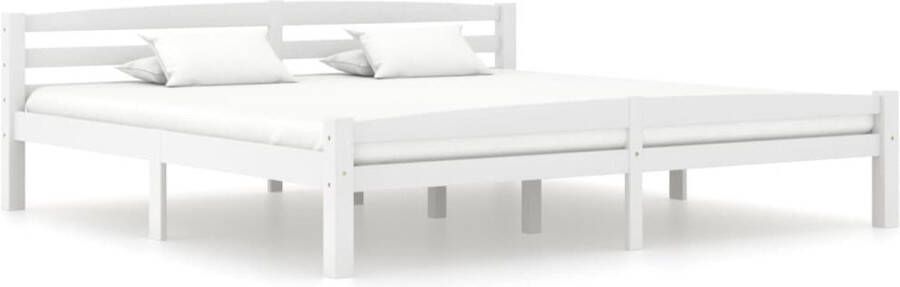 Decoways Bedframe massief grenenhout wit 180x200 cm