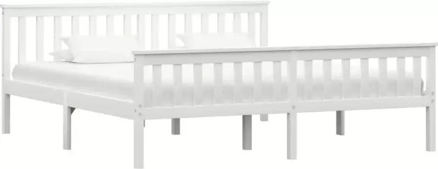 Decoways Bedframe massief grenenhout wit 180x200 cm