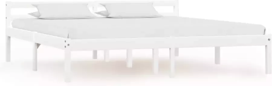 Decoways Bedframe massief grenenhout wit 180x200 cm