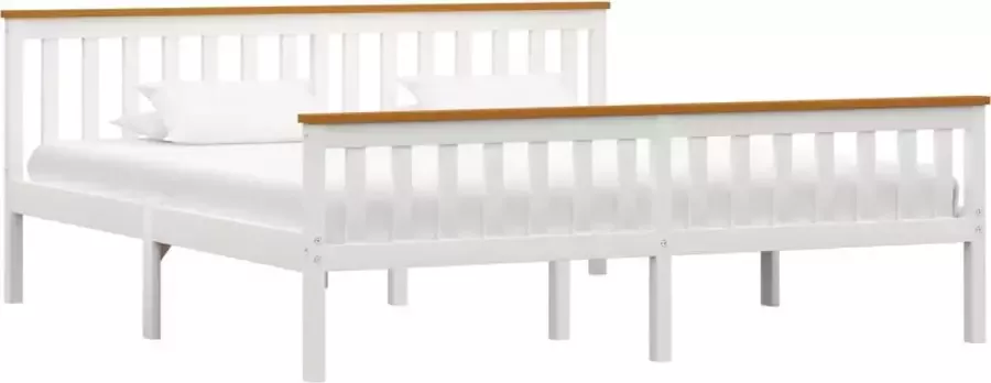 Decoways Bedframe massief grenenhout wit 180x200 cm