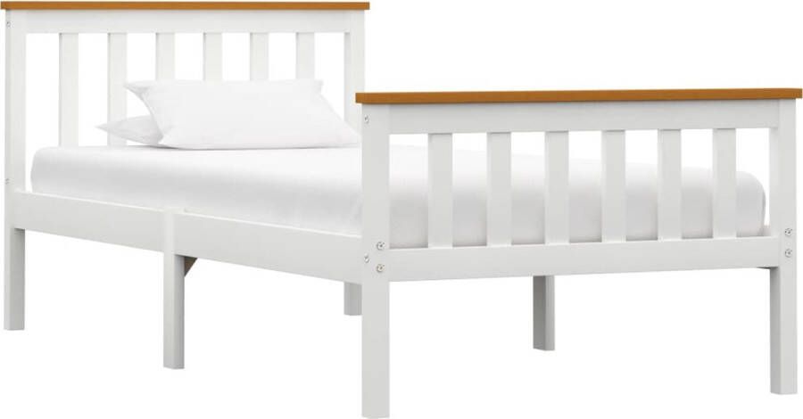 Decoways Bedframe massief grenenhout wit 90x200 cm