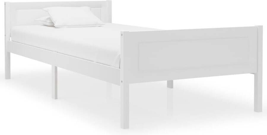 Decoways Bedframe massief grenenhout wit 90x200 cm