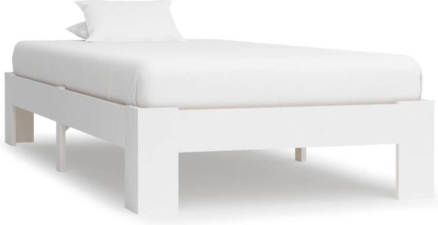 Decoways Bedframe massief grenenhout wit 90x200 cm