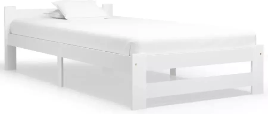 Decoways Bedframe massief grenenhout wit 90x200 cm