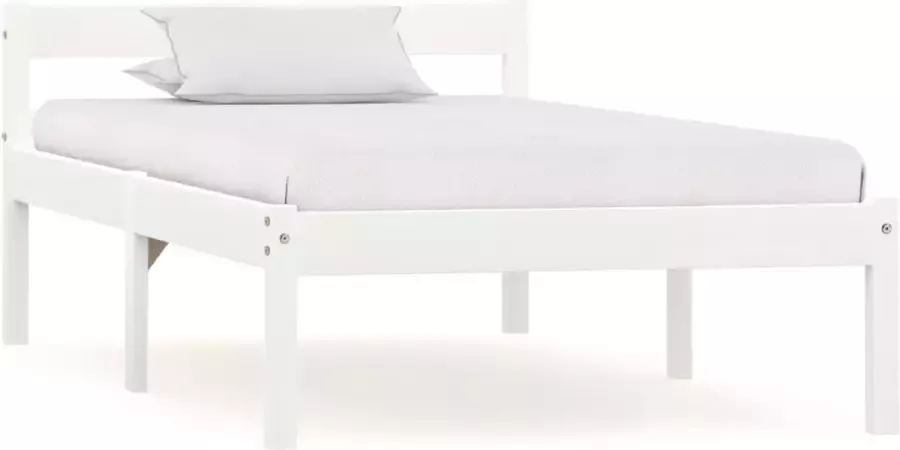 Decoways Bedframe massief grenenhout wit 90x200 cm