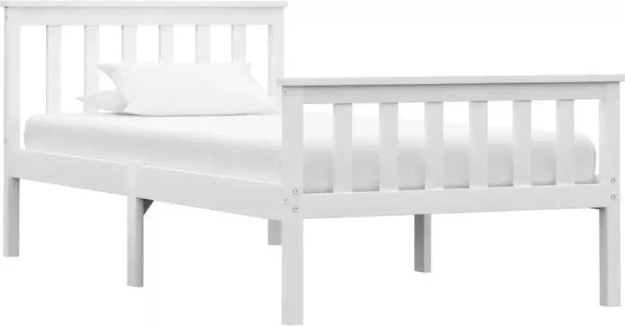 Decoways Bedframe massief grenenhout wit 90x200 cm