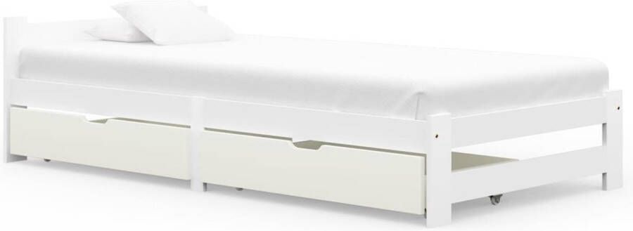 Decoways Bedframe met 2 lades massief grenenhout wit 100x200 cm