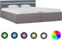 Decoways Bedframe met hydraulische opslag en LED stof taupe 160x200 cm - Thumbnail 1