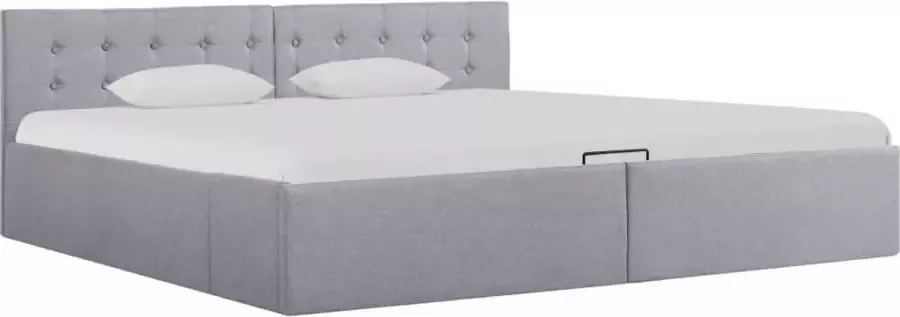 Decoways Bedframe met hydraulische opslag stof lichtgrijs 180x200 cm