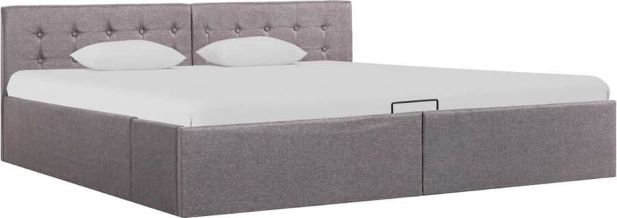 Decoways Bedframe met hydraulische opslag stof taupe 180x200 cm