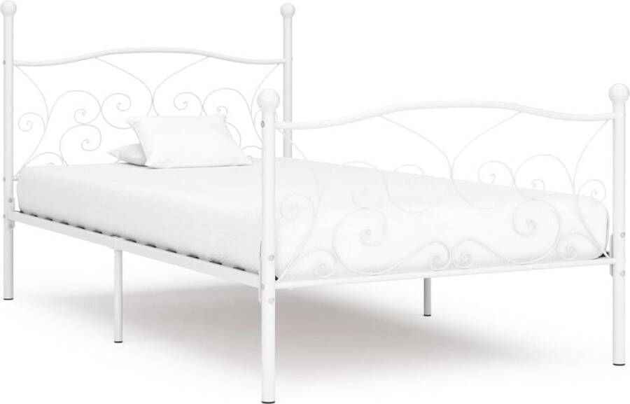 Decoways Bedframe met lattenbodem metaal wit 100x200 cm