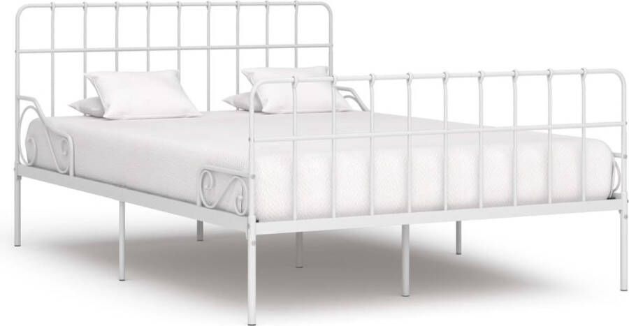 Decoways Bedframe met lattenbodem metaal wit 140x200 cm