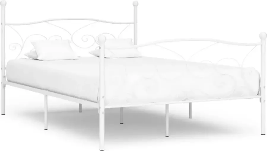 Decoways Bedframe met lattenbodem metaal wit 140x200 cm