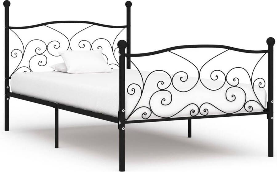 Decoways Bedframe met lattenbodem metaal zwart 100x200 cm