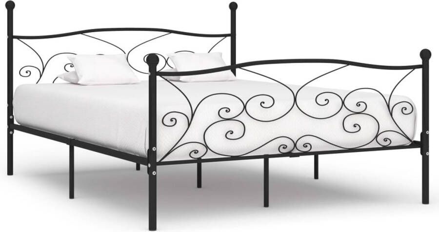 Decoways Bedframe met lattenbodem metaal zwart 200x200 cm