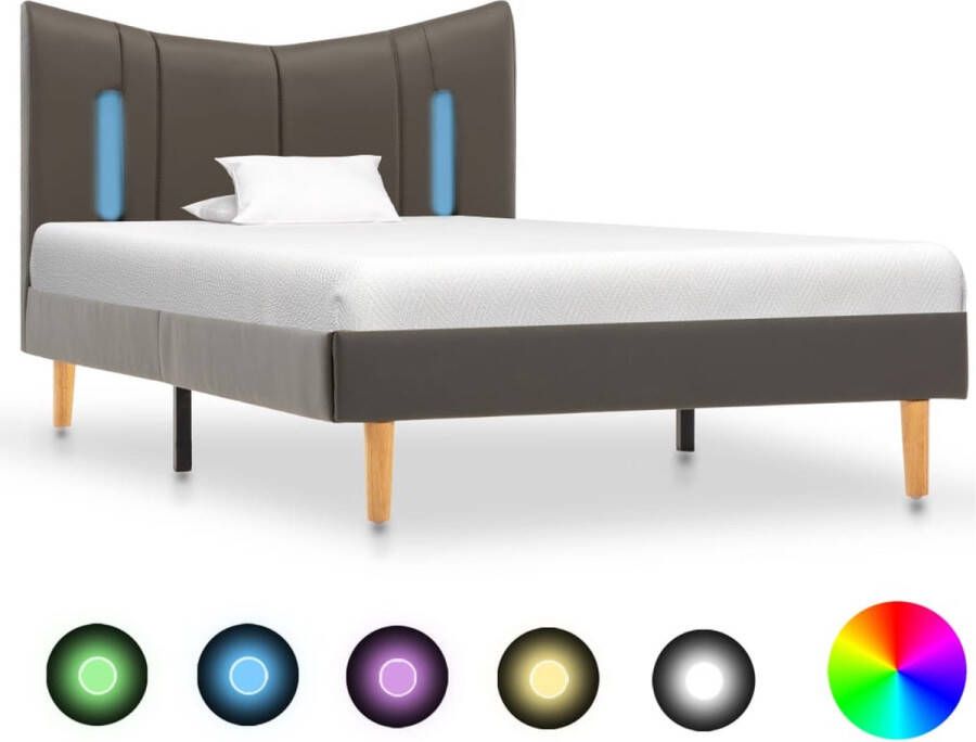 Decoways Bedframe met LED kunstleer antraciet 100x200 cm