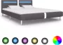 Decoways Bedframe met LED kunstleer grijs 160x200 cm - Thumbnail 1