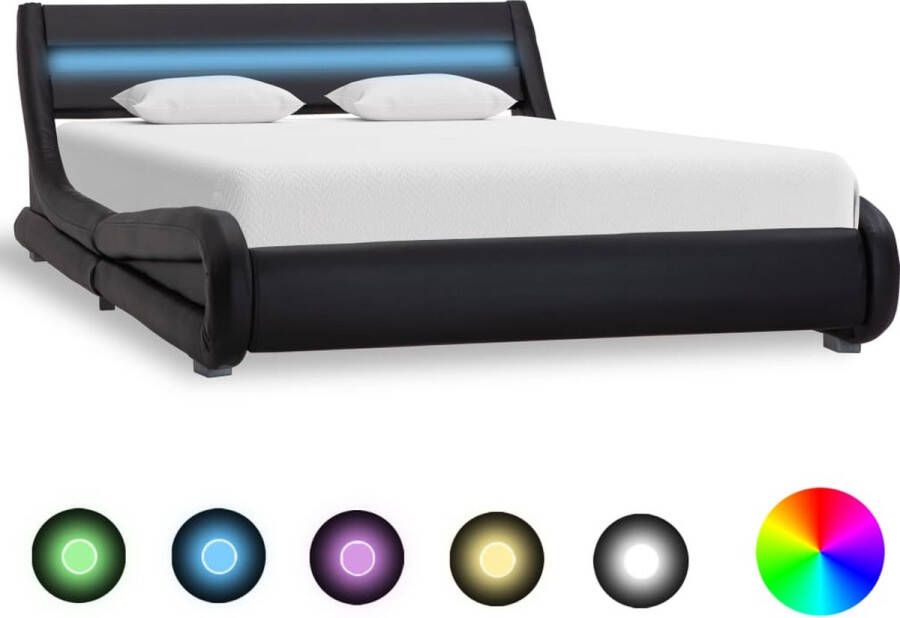 Decoways Bedframe met LED kunstleer zwart 120x200 cm