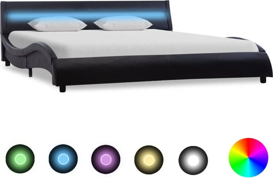 Decoways Bedframe met LED kunstleer zwart 120x200 cm