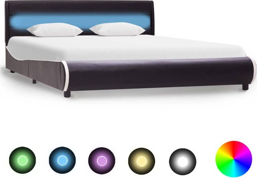 Decoways Bedframe met LED kunstleer zwart 160x200 cm