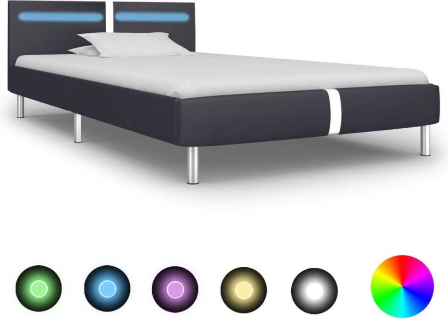 Decoways Bedframe met LED kunstleer zwart 90x200 cm