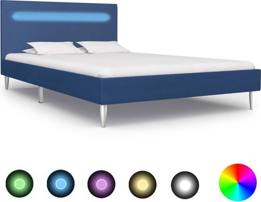 Decoways Bedframe met LED stof blauw 120x200 cm