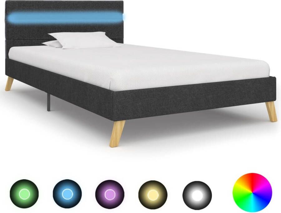 Decoways Bedframe met LED stof donkergrijs 100x200 cm