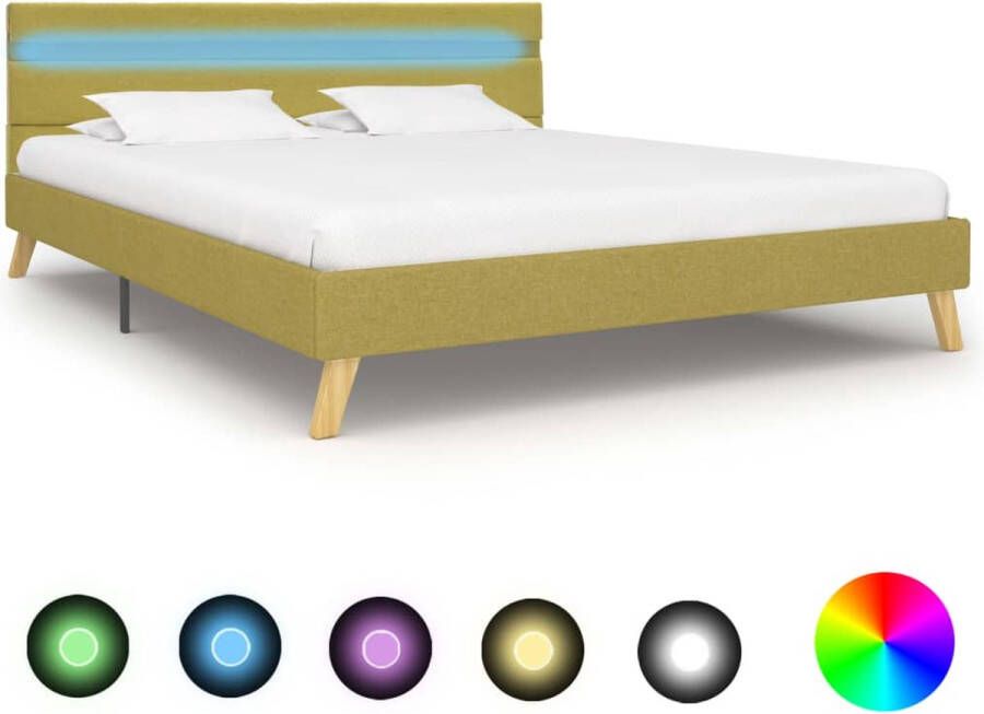 Decoways Bedframe met LED stof groen 140x200 cm