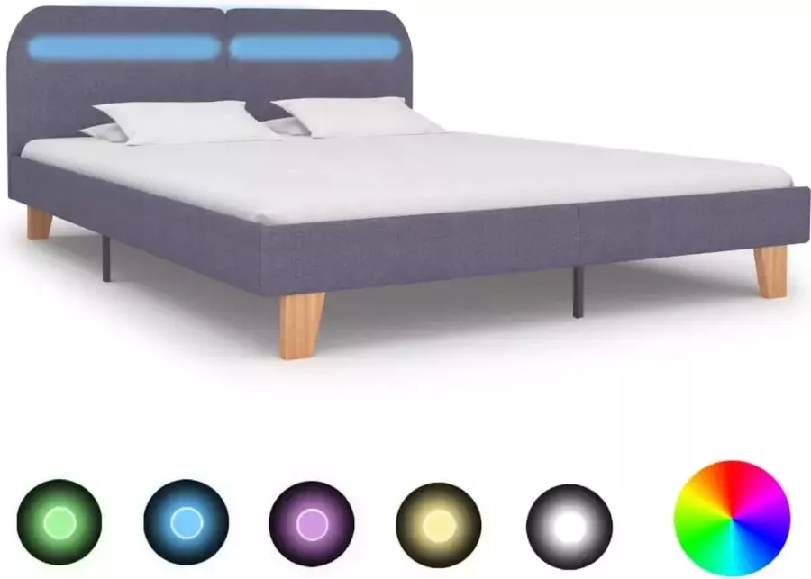 Decoways Bedframe met LED stof lichtgrijs 180x200 cm