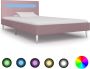 Decoways Bedframe met LED stof roze 90x200 cm - Thumbnail 2