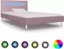 Decoways Bedframe met LED stof roze 90x200 cm - Thumbnail 1