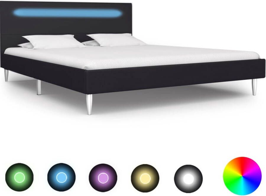 Decoways Bedframe met LED stof zwart 140x200 cm