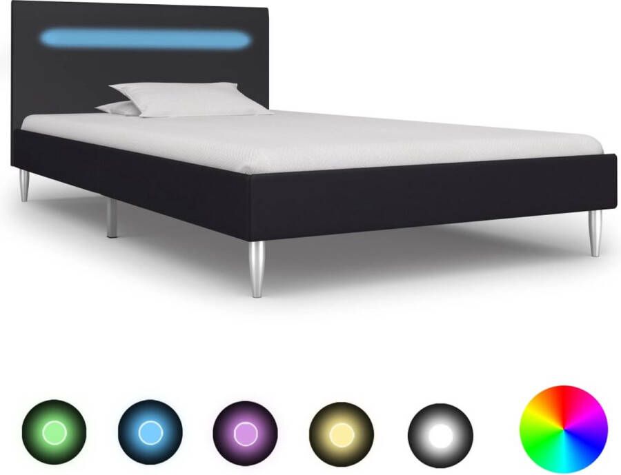 Decoways Bedframe met LED stof zwart 90x200 cm