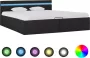 Decoways Bedframe met opslag en LED stof donkergrijs 160x200 cm - Thumbnail 1