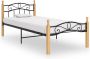 Decoways Bedframe metaal en massief eikenhout zwart 100x200 cm - Thumbnail 2