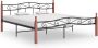 Decoways Bedframe metaal en massief eikenhout zwart 200x200 cm - Thumbnail 2