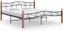 Decoways Bedframe metaal en massief eikenhout zwart 200x200 cm - Thumbnail 1