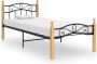 Decoways Bedframe metaal en massief eikenhout zwart 90x200 cm - Thumbnail 2