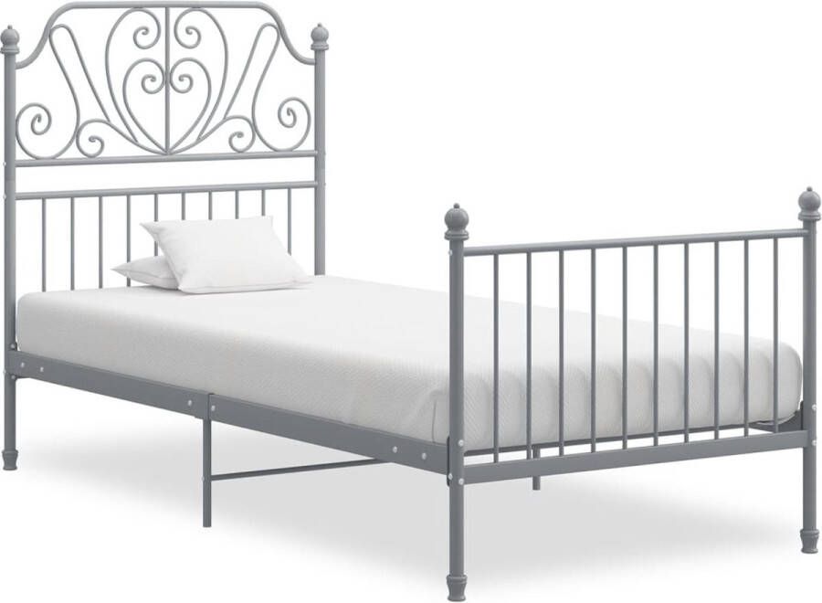 Decoways Bedframe metaal en multiplex grijs 100x200 cm