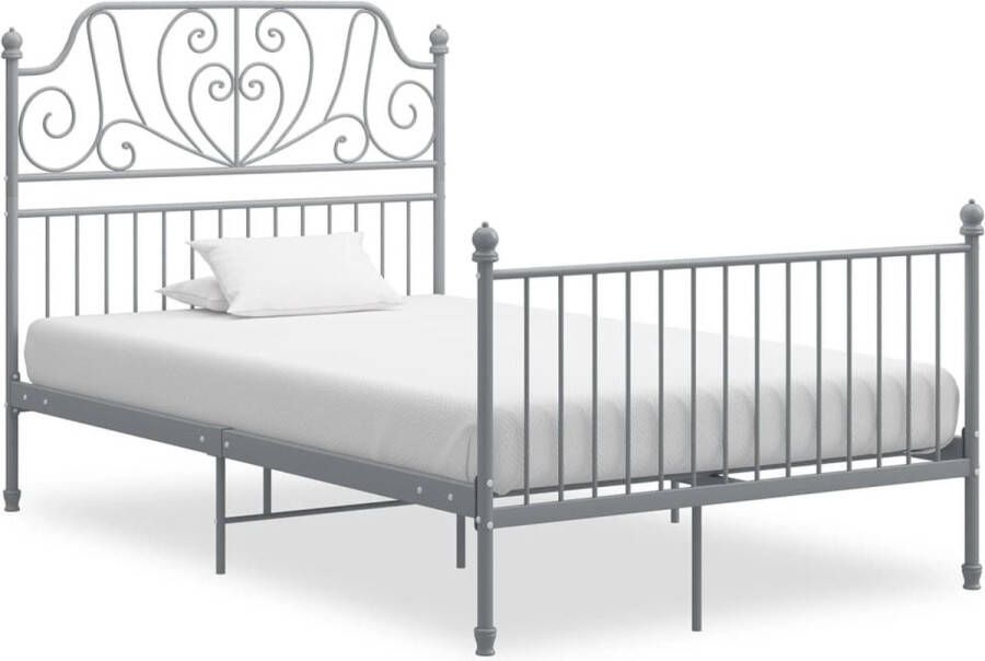 Decoways Bedframe metaal en multiplex grijs 120x200 cm