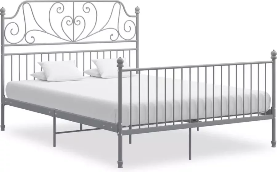 Decoways Bedframe metaal en multiplex grijs 140x200 cm