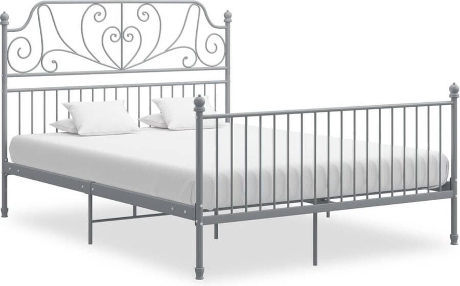 Decoways Bedframe metaal en multiplex grijs 160x200 cm